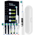 【Shop the Latest Trends】 Smart Rotating Electric Toothbrush, 4 Modes Rechargeable Rotary Toothbrush with 6 Heads, Compatible with Oral B Replacement Head. 