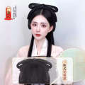 Hanfu wig integrated hairband, lazy person, style bun, female hand, remnants of party, ancient costume, full head set, soft hair band. 