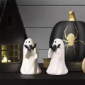 Halloween Resin Ghost Holding Pumpkin and Bat Garden Statue Ornaments Scene Decoration Multi-Scene Resin Crafts. 