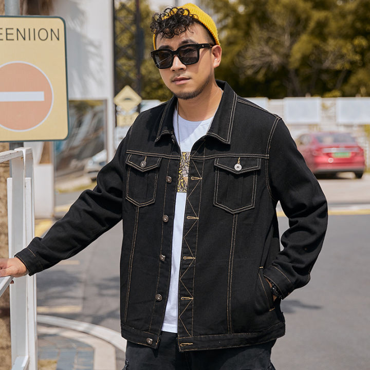 Denim%20Jacket%20Coat%20Men's%20Loose%20American%20Style%20Fat%20plus%20Size%20Denim%20Jacket%20Men%20-%20Image%202