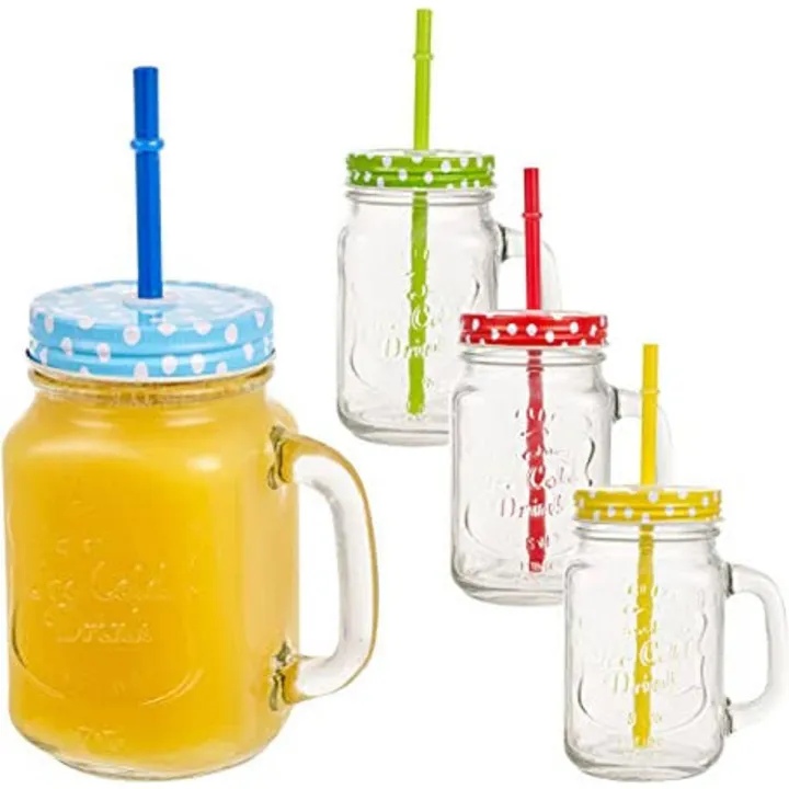 Juice Jar Juice Mug Mug with lid and straw BEST QUALITY COLOURFUL Daraz .bd