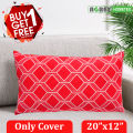 Decorative Cotton Cushion Cover_Red_(20"x12"). 