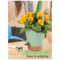 3Pack 6.5Inch Self Watering Pots for Indoor Plants,Flower Pots Planter with Drainage Holes and Wick Rope Durable ,White.
