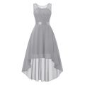 Lace Dress Bow Belt Elegant Irregular Length Dresses For Women Wedding Guest Sleeveless Bridesmaid Cocktail Party Dress. 