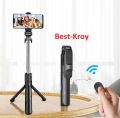 XT02 Bluetooth Extendable Selfie Stick with Wireless Remote for Making TikTok, Vlog Videos and Tripod Stand Selfie Stick for for Mobile and All Smart Phones. 