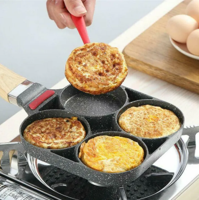 4 Hole Omelet Pan for Burger Eggs Ham PanCake Maker Frying Pans Non Stick No e Breakfast Grill Wok