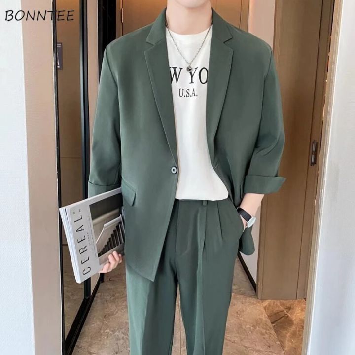 Casual Blazers Men Single Button Fashion Slim All-match Korean Style  Streetwear Chic Office Business Male Outwear Solid Suit