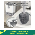 Toilet Bowl Brush and Holder Set, Grey & White, Metal.