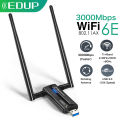 EDUP WiFi 6E Wireless Network Card 3000Mbps USB 3.0 WiFi Adapter Tri-Band 2.4G 5G 6G High Gain Antenna Wifi Receiver Dongle.