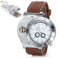 Windproof Lighter Watch Men'S Military USB Charging Hot Sports Casual Quartz Wristwatches Flameless Cigarette Lighter. 