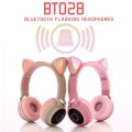 BT028C Cute Cat Ear Bluetooth 5.0 Headphones Foldable Wireless Headphone with Mic (Red). 
