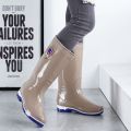 Women's Rain Shoes Knee-High Rain Boots Winter Fleece-Lined Thermal Middle Tube Anti-Slip Rain Boots Rain Shoes Rubber Shoes Low-Cut Rain Boots for Spring and Autumn.