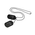 LALA Men Black Military Army 2 Dog Tags Chain Pendant Necklace N045. 