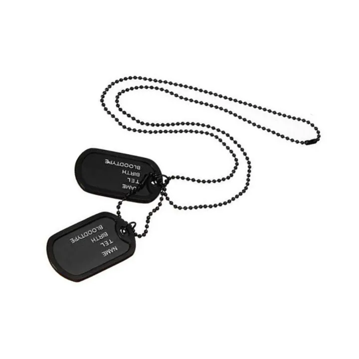 LALA%20Men%20Black%20Military%20Army%202%20Dog%20Tags%20Chain%20Pendant%20Necklace%20N045%20-%20Image%204