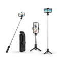 Q07 Foldable Selfie Stick Tripod with Bluetooth Remote and Fill Light 100cm.