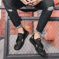 Closed Toe Sandals Men's Summer New Hollow Breathable Deodorant Beach Hole Shoes Men's Outdoor Driving Antiskid Shoe.