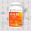 Dr. Berg D3 & K2 Vitamin – 10000 IU & 100 mcg – 120 Capsules – with Magnesium, Zinc, B6 – for Bone, Heart & Immune Support. 