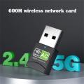 Dual Band USB wifi 600Mbps Adapter AC600 2.4GHz 5GHz WiFi PC Mini Computer Network Card Receiver 802.11b/n/g/ac. 