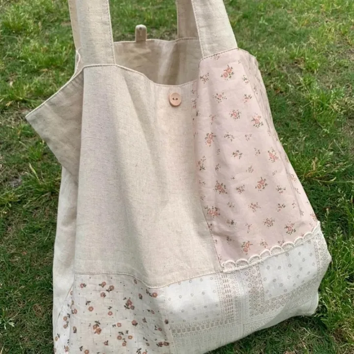 Patchwork%20Contrast%20Color%20Flower%20Print%20Shoulder%20Handbags%20Fashion%20Y2k%20Underarm%20Bag%20High-capacity%20Women%20All%20Match%20Canvas%20Tote%20Bags%20-%20Image%202