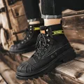 【selevn roind】 Shoes for Men Outdoor Male Booties 2023 Canvas Boots Toe Cap Anti-collision Shoes Winter Cotton Ankle Boots Fashion New. 