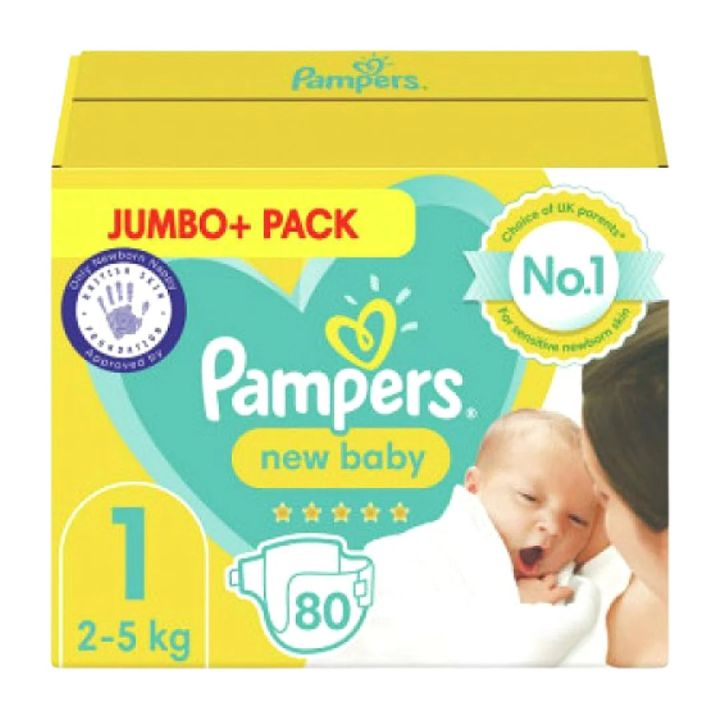 Pampers 1 Belt Dry New Baby Diaper Jumbo Pack (2-5kg) - 80Pcs