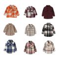 Children Baby Girl Boy T-shirt Clothes Fall Winter Clothing Casual Lapel Shirt Long Sleeves Check Single-breasted Tops. 