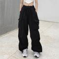 Y2K Women Streetwear Cargo Pants Casual Baggy Wide Leg Straight with Big Pockets Jogging Trousers Vintage Female Sweatpants. 