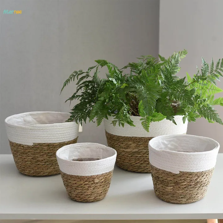 Woven%20Planter%20,%20with%20Liners%20Organizer%20Containers%20Boho%20Pots%20for%20Farmhouse%20Picnic%20Laundry%20Ornament%20,%20S%20-%20Image%203