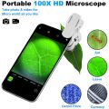 ARELENE 100X Zoom Clip-on Microscope with LED Light, Portable Magnifier Loupe Pocket Magnifying Lens Glass.