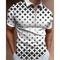 Summer Men's Clothes Polo Shirts Casual Turn-Down Collar Zipper Streetwear Plus Sign Print Short Sleeve Tee Shirt Men Polos Tops. 