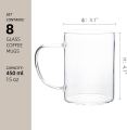450ml Clear Borosilicate Glass Mug GPB19, Lightweight, Heat Resistant, Fireproof for Oven Use, Perfect for Beverages (1pc).. 