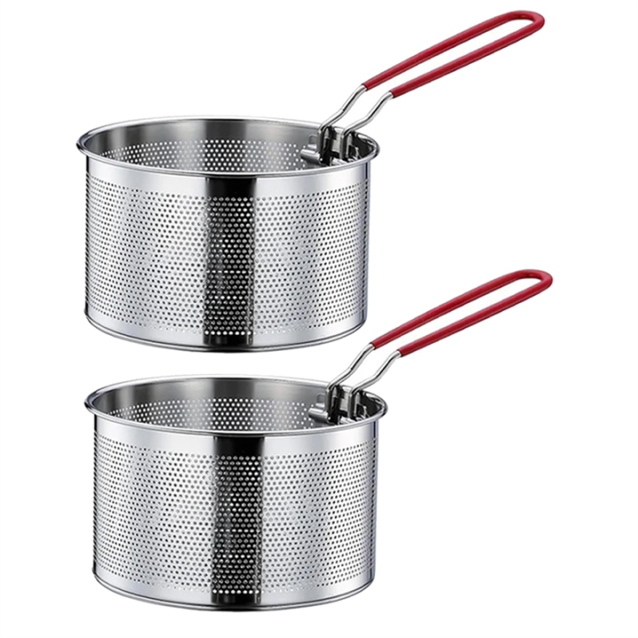 Frying Basket Stainless Steel Pasta Basket Long Handle Basket Round Food Filter Basket Kitchen Utensilsdiameterabout16cm