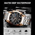 POEDAGAR Men Watch Sport Chronograph Quartz Watches Top Brand Luxury Full Steel Waterproof Luminous Date Man Fashion Wristwatch.
