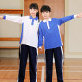 Shenzhen middle school uniform manufacturers spot wholesale spring, summer, autumn and winter four seasons new sports long-sleeved suit school uniforms. 