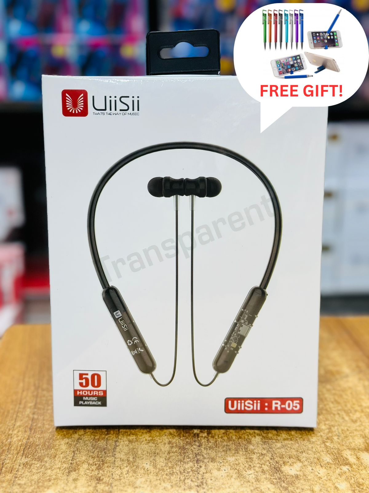 UiiSii R-05 Transparent neckband 50 Hours Music playback Time