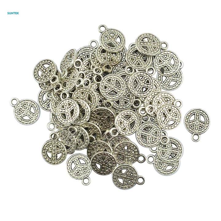 2x50 Pieces Antique Peace Sign Symbol Jewelry Making Charms Pendants