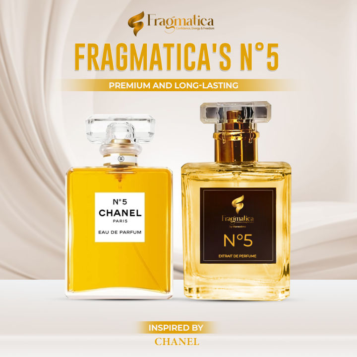 "N°5 Chanel" Fragmatica by Honestime: Timeless Quintessence - Inspired from Chanel EDP. Embrace Iconic Aldehydes, Elegant Jasmine, & Rich Sandalwood. Your Signature Scent for Unwavering Sophistication. Exclusively on Daraz!