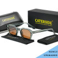 Caterside Retro Polarized Sunglasses Men Square New Upgrade Acetate Temple Sun Glasses Women Driving Sport High Quality Case.