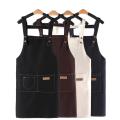 Kitchen Cooking Aprons With Pockets Adjustable Waterproof Canvas Apron Foldable Wear-resistant Overalls For Home Kitchen Garden.
