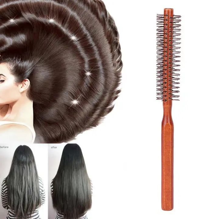 【Daily Necessities For Anyone Store】Round Styling Hair Brush Curling Roller Hairbrush Wood Brush Unisex Hairstyle Massager Dressing BarberComb