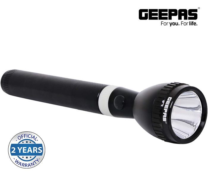 Geepas GFL3827 Rechargeable LED Flashlight Hyper-bright cool white microchip LED