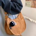 Korean Corduroy Shoulder Bag Women Sling Bag Crossbody Bag Mutil Pocket College Student Messenger Bag Casual Bag.