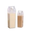 Square milk cup Creative Home Milk Carton Water Bottle Transparent Plastic Portable Clear Box Milk Storage Bottle.