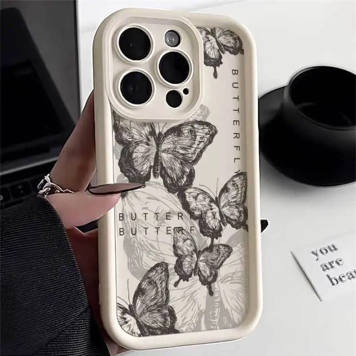 INS Retro Butterfly Phone Case For iPhone 11 12 13 14 15 Pro Max