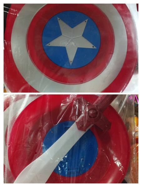 Avengers-Captain America Shield Decal Sticker Toy with Sword- Light & Music