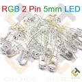 5Pcs RGB LED Light Supper Bright Clear Transparent 2 Pin 5mm RGB LED Diode Lights Emitting Diodes RGB LEDs Blinking Bulb For Electronics Science Project. 