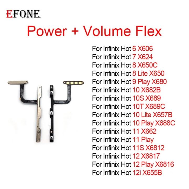 For Infinix Hot 6 7 8 9 10 10S 10T 11 11S 12 12i Play Lite Power On Off Button Volume Switch Key Control Flex Cable