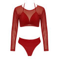 Morning long sleeve multicolor mesh bikini swimsuit. 