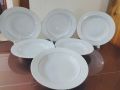 6 Pcs Ceramic Deep Dinner Plate Set 9"Inch , Deep Rice Dinner Plate, White Color With Golden Line print. 