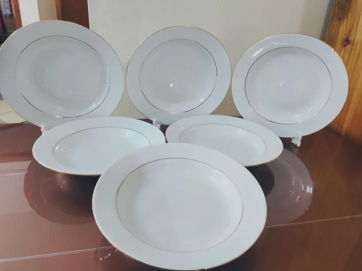 6%20Pcs%20Ceramic%20Deep%20Dinner%20Plate%20Set%209"Inch%20,%20Deep%20Rice%20Dinner%20Plate,%20White%20Color%20With%20Golden%20Line%20print%20-%20Image%204